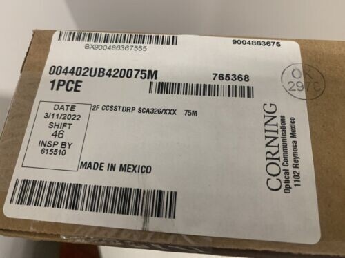 New Corning Optical Cable 75 Meter 246 FT black model 004402ub420075M