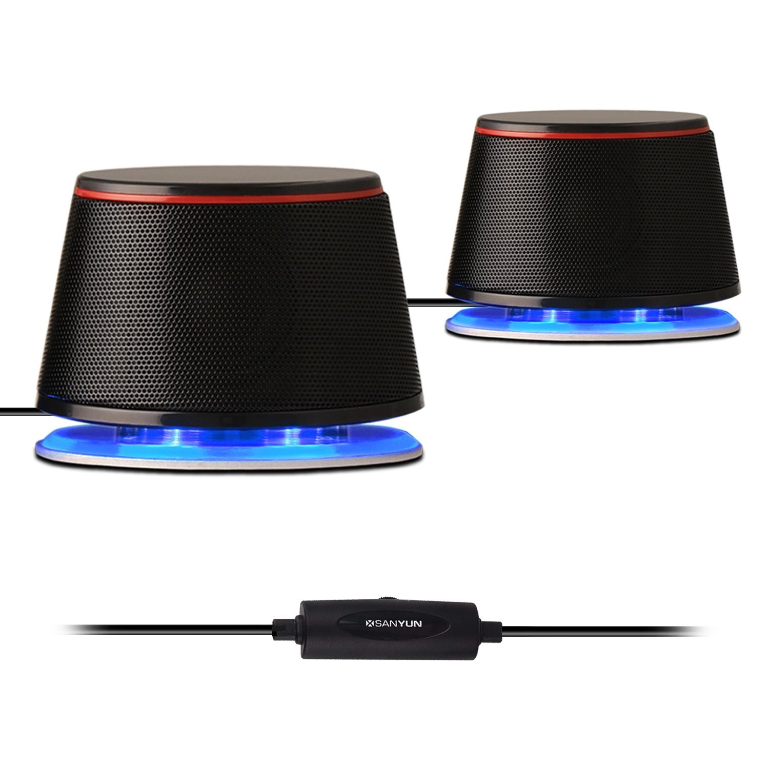 Sanyun SW102 Computer Speakers for Desktop PC Laptop, 2.0 USB Powered Black