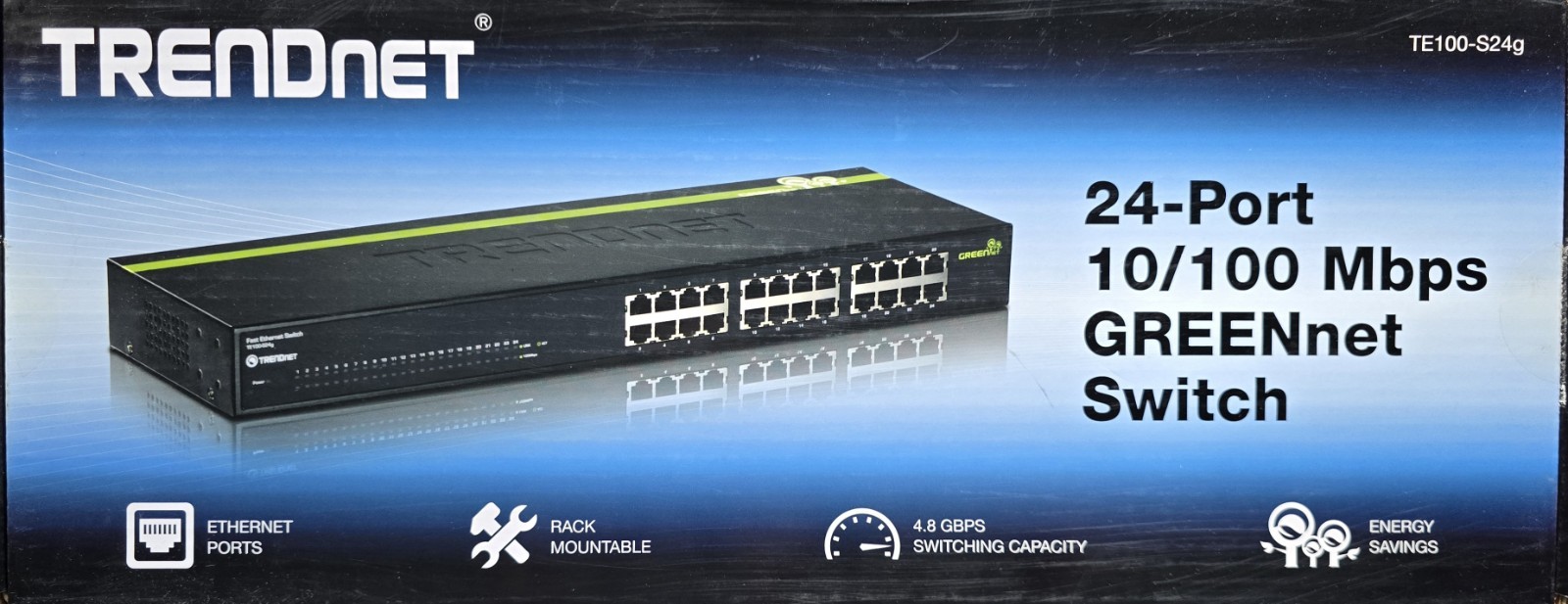 Open Box TRENDnet TE100-S24g 24-Port 10/100Mbps GREENnet Switch