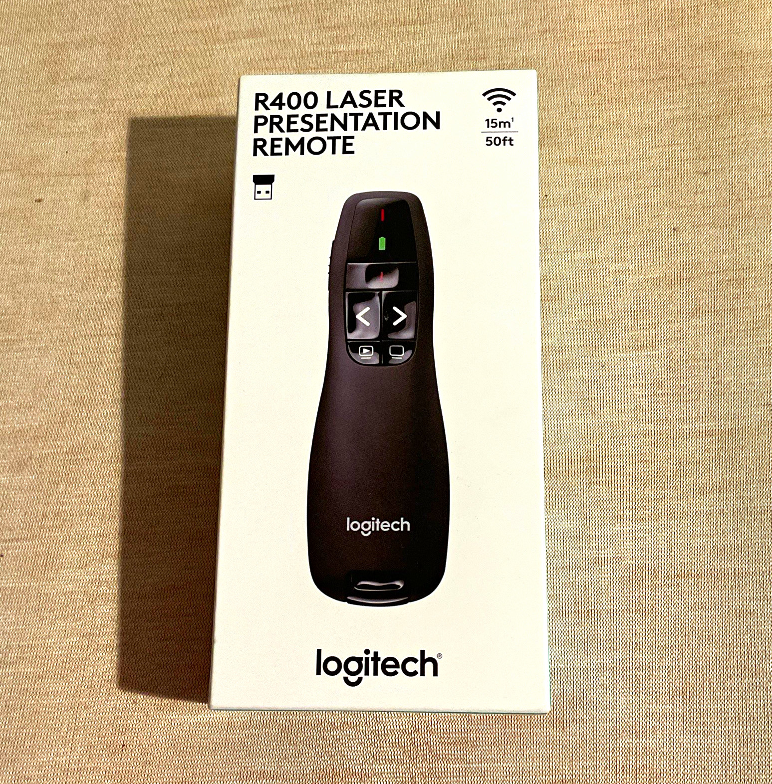 Logitech R400 Wireless Presentation Remote Control w/ Laser Pointer, 50ft Range