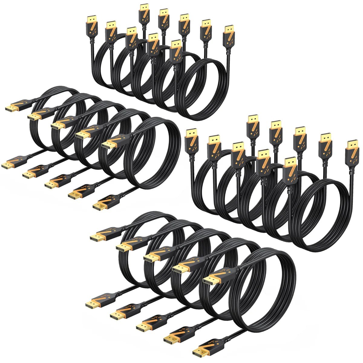DisplayPort 1.2 Cable 20-Pack Gold Connectors Black DP Cables Bulk Lot