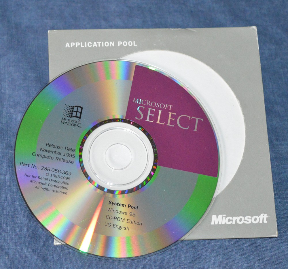 Microsoft Selct CD System Pool Windows 95 CD-Rom Edition / US English Vintage
