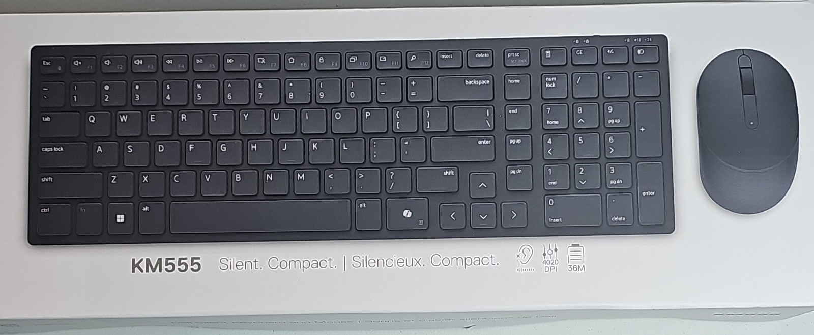 Dell KM555 Compact Silent Keyboard & Mouse Bundle Dual-Mode Black Recycled