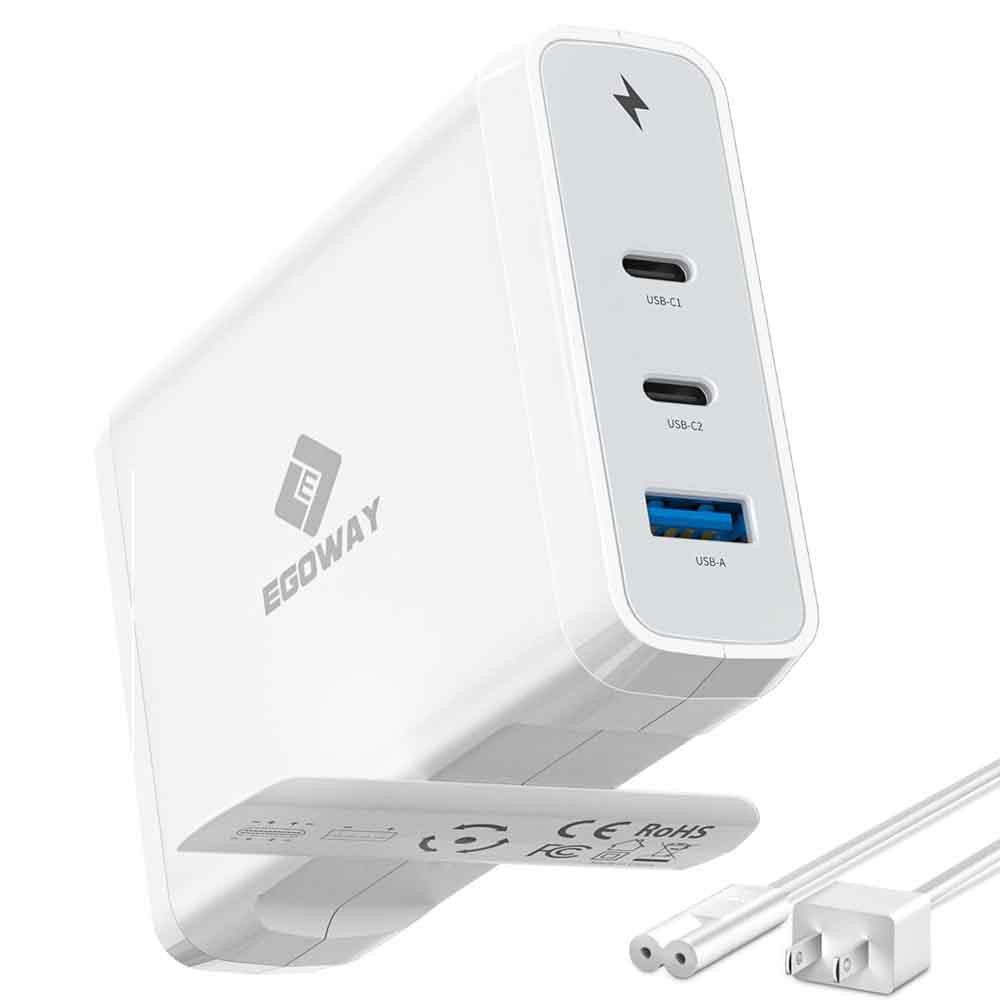 140W USB-C Power Adapter Charger for MacBook Pro 16in Wall Charger PD 3.1 3 Port