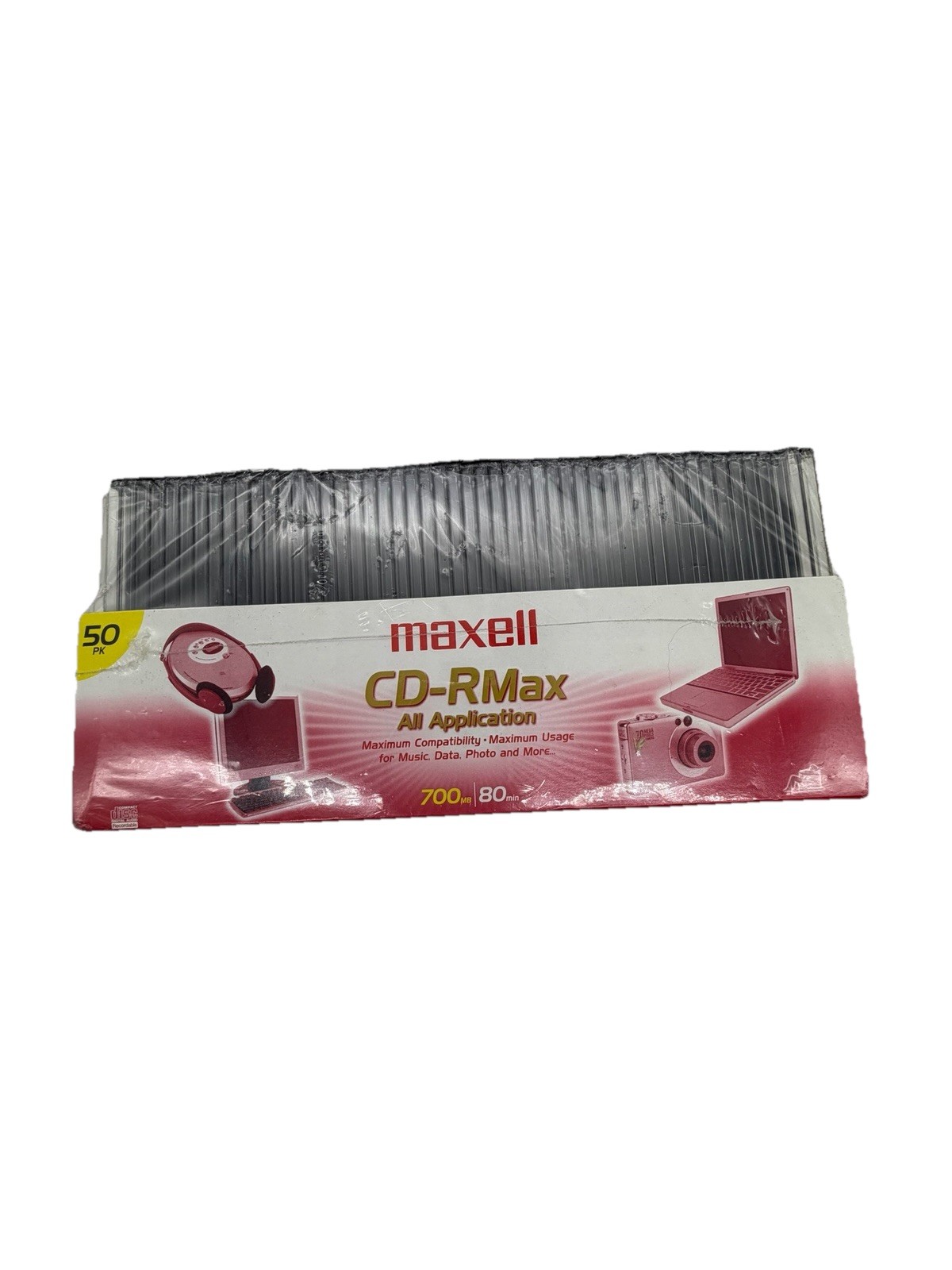 Maxell CD-RMAX 50 Count 700MB 80 Minutes with Jewel Cases and Labels New Sealed*