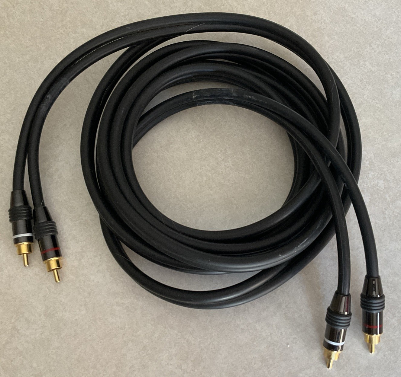 12‘ RCA Premium Shielded Component Audio Cables  (pair) 24K Gold Plated  Black