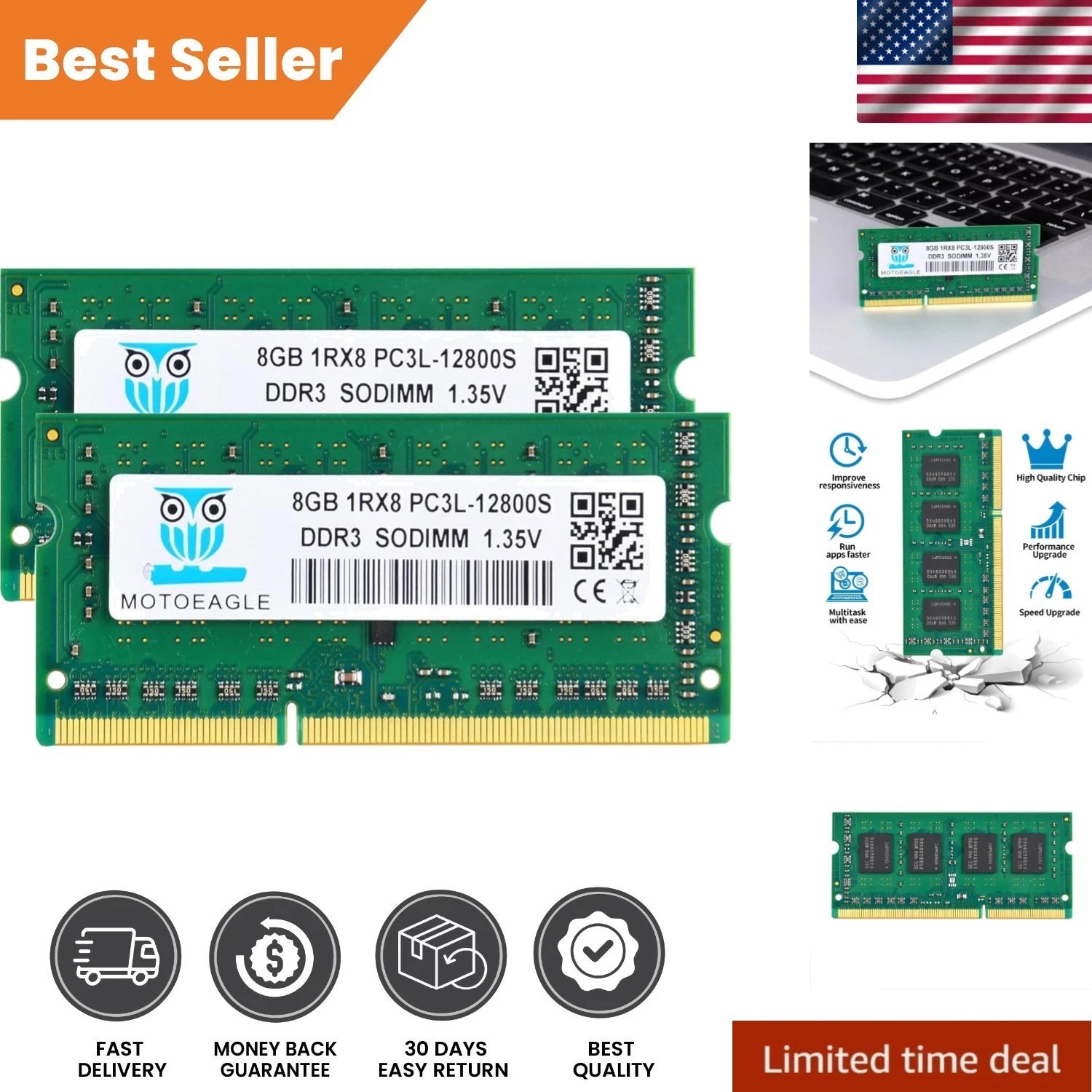 Upgrade Your Laptop with 16GB Dual Rank SODIMM RAM - 1600MHz, 1.35V, 204-Pin