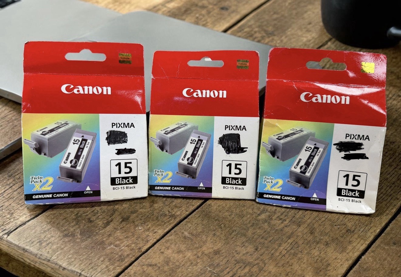 LOT 4- Genuine Canon PIXMA Black Tank Cartridge BCI-15 Twin Pack  ~ 3 Boxes