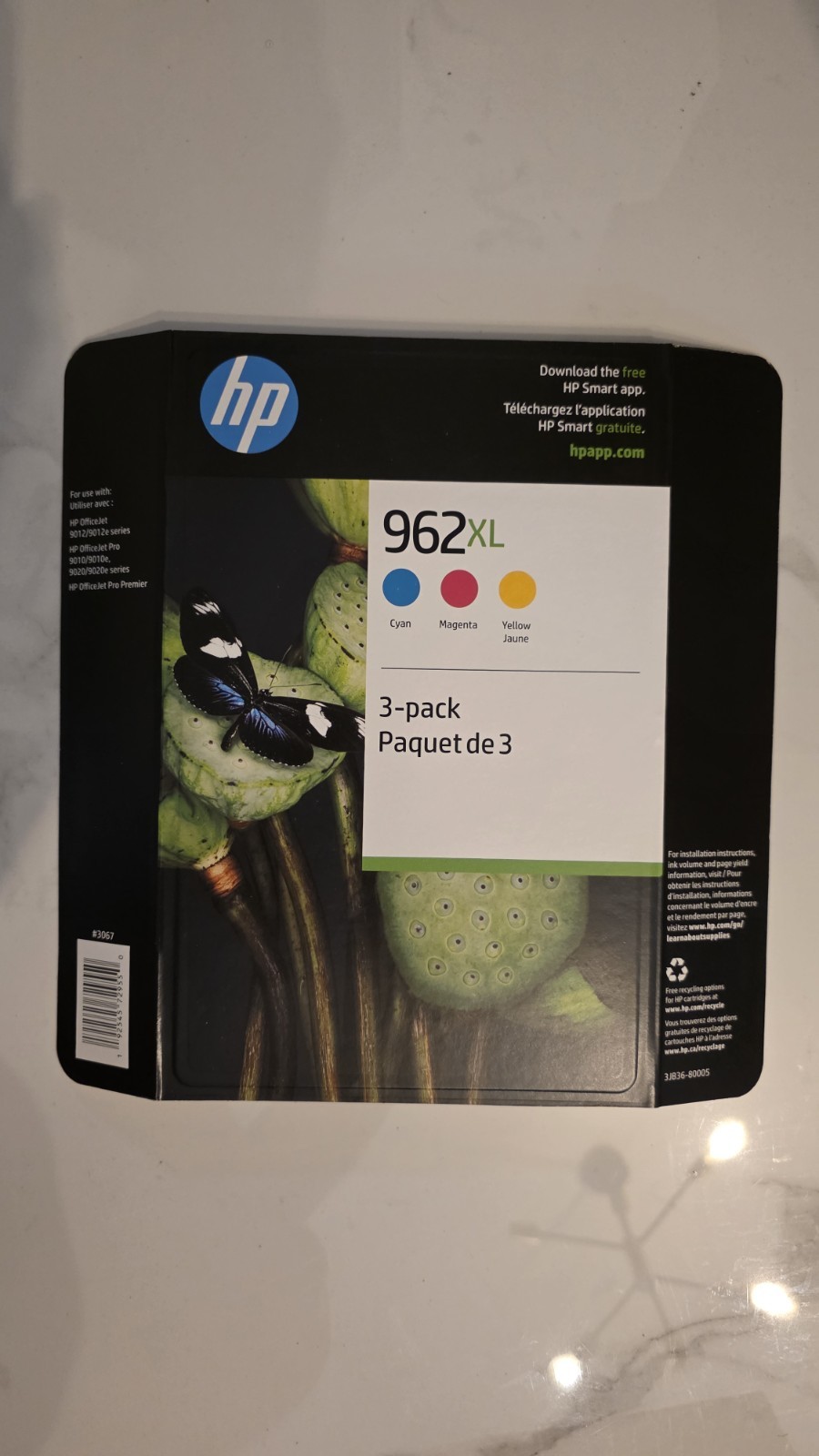 HP 962XL 3 Pack Tri-color Ink Cartridges Yellow Magenta Cyan Sealed.New Ex Jn 27