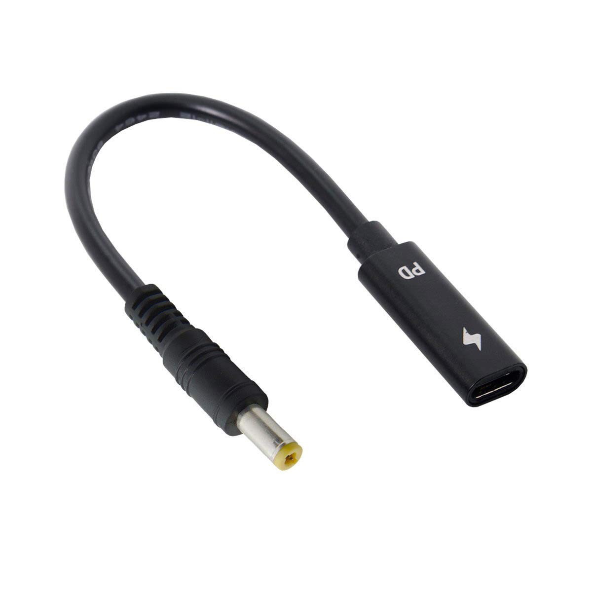JSER Xiwai Type C USB-C Female Input to DC Power PD Charge Black 5.5x2.5mm