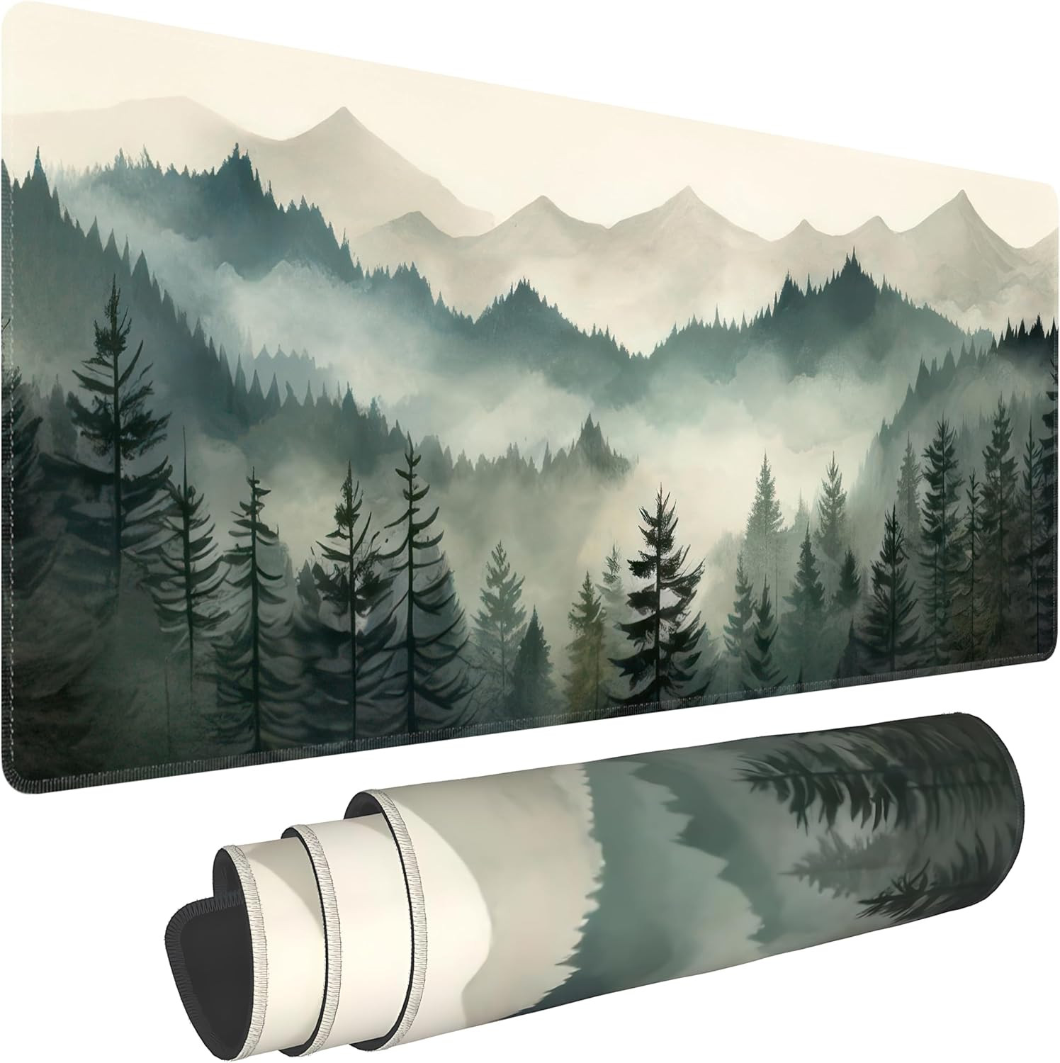 Misty Forest Large Mouse Pad,Gaming Keyboard Desk Pad,Extended Mouse Mat NonSlip