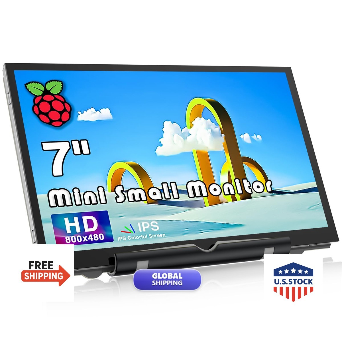 HAMTYSAN Raspberry Pi Screen 7" 800x480 HDMI IPS LCD Monitor for Pi 5/4/3/Zero