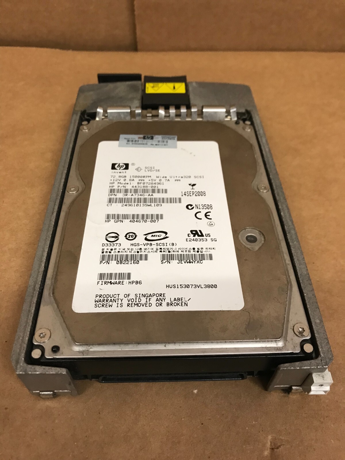 HP 443188-001 72.8GB 15K RPM Ultra320 SCSI HD, BF07284961