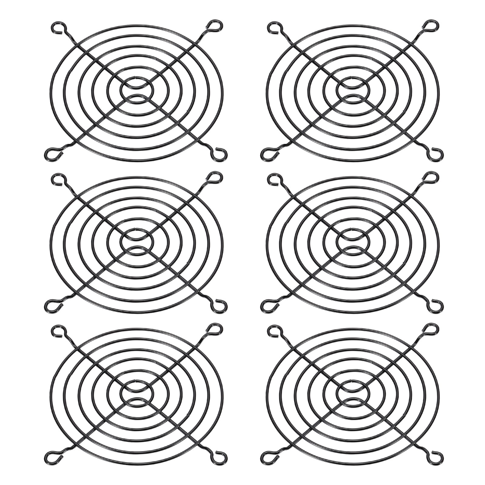 90mm Fan Finger Grill, 6 Pack Metal Grill Protector for 90mm, Black