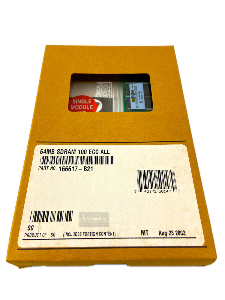 166617-B21 I Genuine New HP 64MB SDRAM DIMM Memory Module 100MHz ECC 323016-001