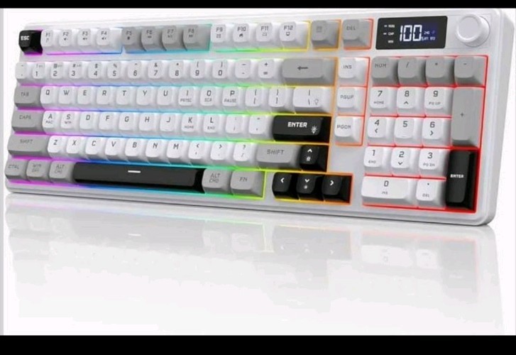 BT5.0 RGB Gaming Keyboard, 98-Key Tri-Mode, LED Display, Control Knob