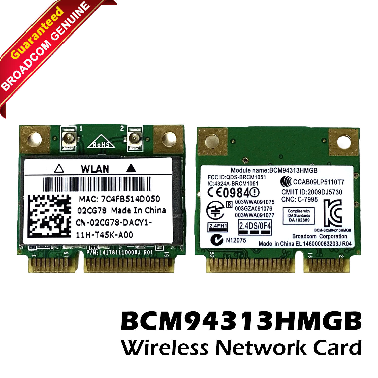 Lot 50 Dell Inspiron 1121 WLAN 802.11n Card Mini PCI-e DW1504 Wireless 2CG78