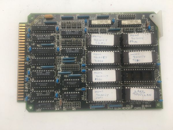Watkins johnson 512k memory card ,pcb pro-log 111687-004, rev 008, 113344-003