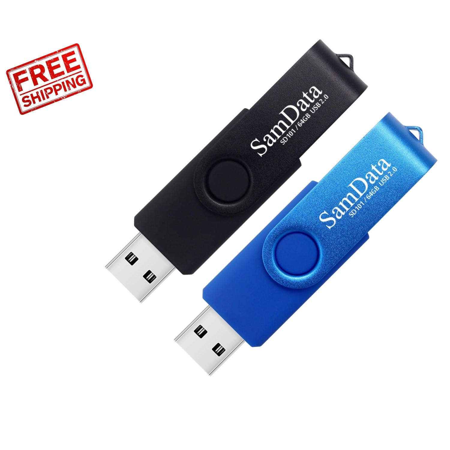 Dual Pack 64GB USB Flash Drives with LED Light - Fast Data Storage & Backup