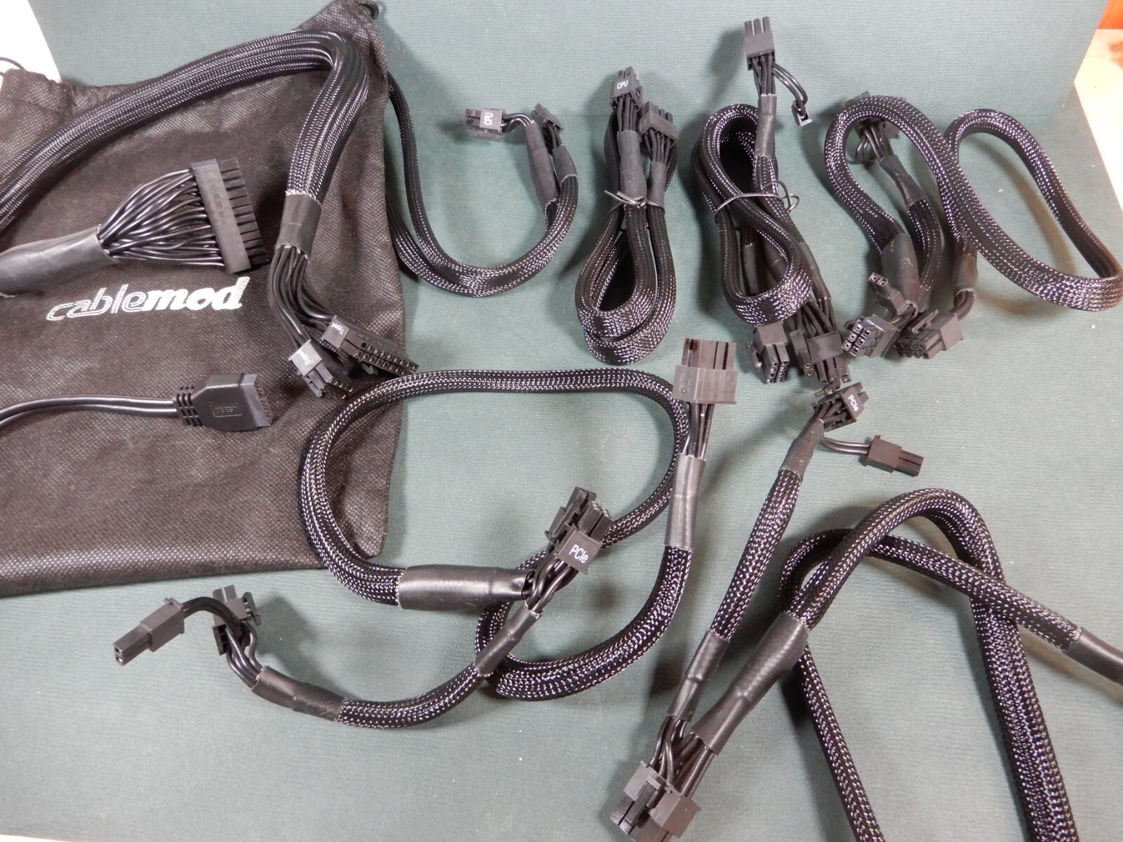 CableMod Black Sleeved Mesh Computer Cables Shown - Please Look Closely