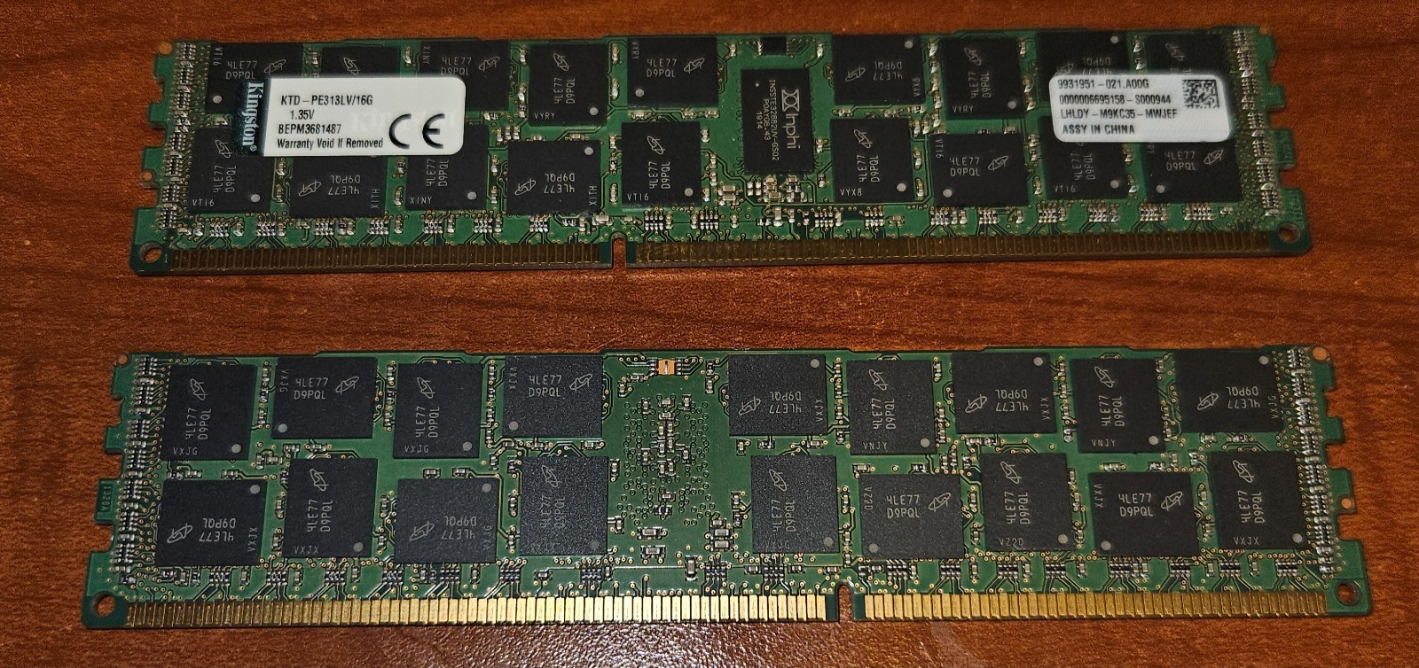 Kingston 16GB DDR3L ECC RDIMM Server RAM KTD-PE313LV/16G (Qty 2)