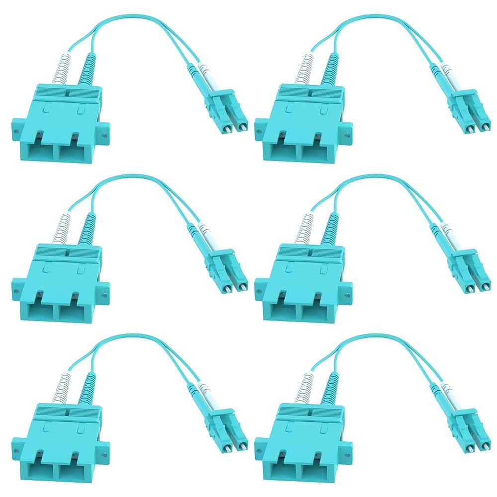 CableRack SC Female to LC Male OM4 Multimode Adapter Converter 6-Pack