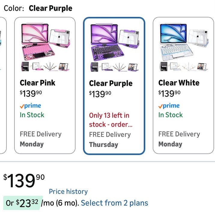 Uminy Clear Purple Keyboard Case iPad Air 11" (M3/M2) & Pro 11", Backlit, Touch…