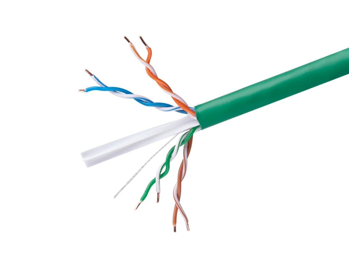 Cat6 Ethernet Bulk Cable Solid 500Mhz UTP Copper Wire 23AWG 1000ft Green Wire