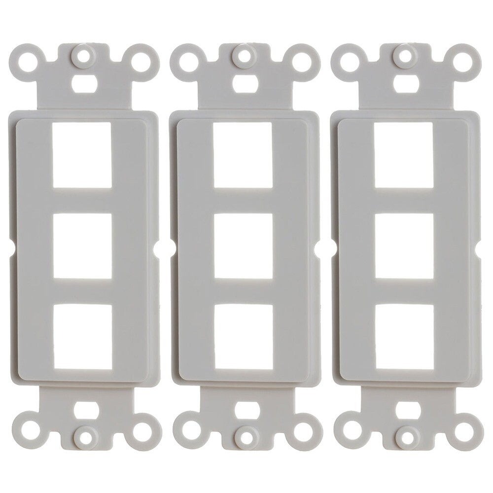 3x 3 Port 1-Gang Decora Style Keystone Insert Wall Plate Faceplate Network White