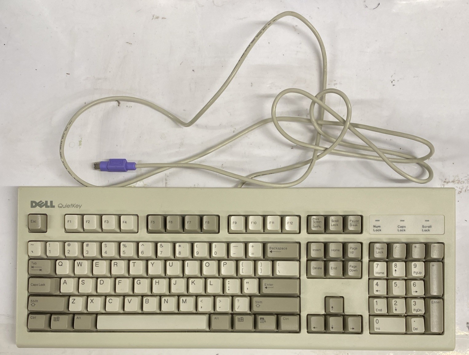 Dell QuietKey SK-8000 Gray/Beige Full PS/2 Desktop PC Vintage Keyboard