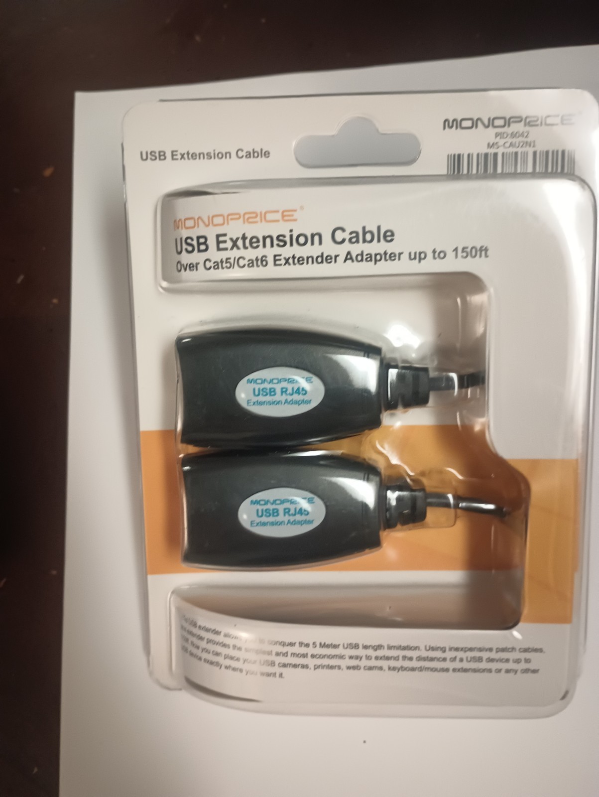 Monoprice USB Extender over CAT5 or CAT6 Connection up to 150ft- New 