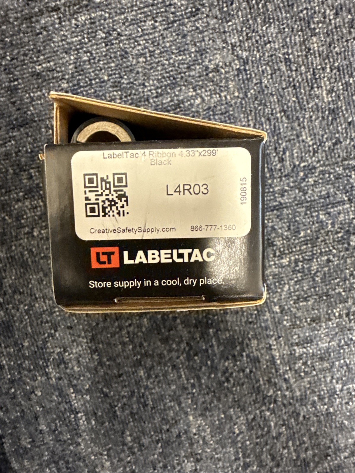 LabelTac® 4 Print Ribbon - Model L4R03 black 4" inch safety label w/ spool NEW