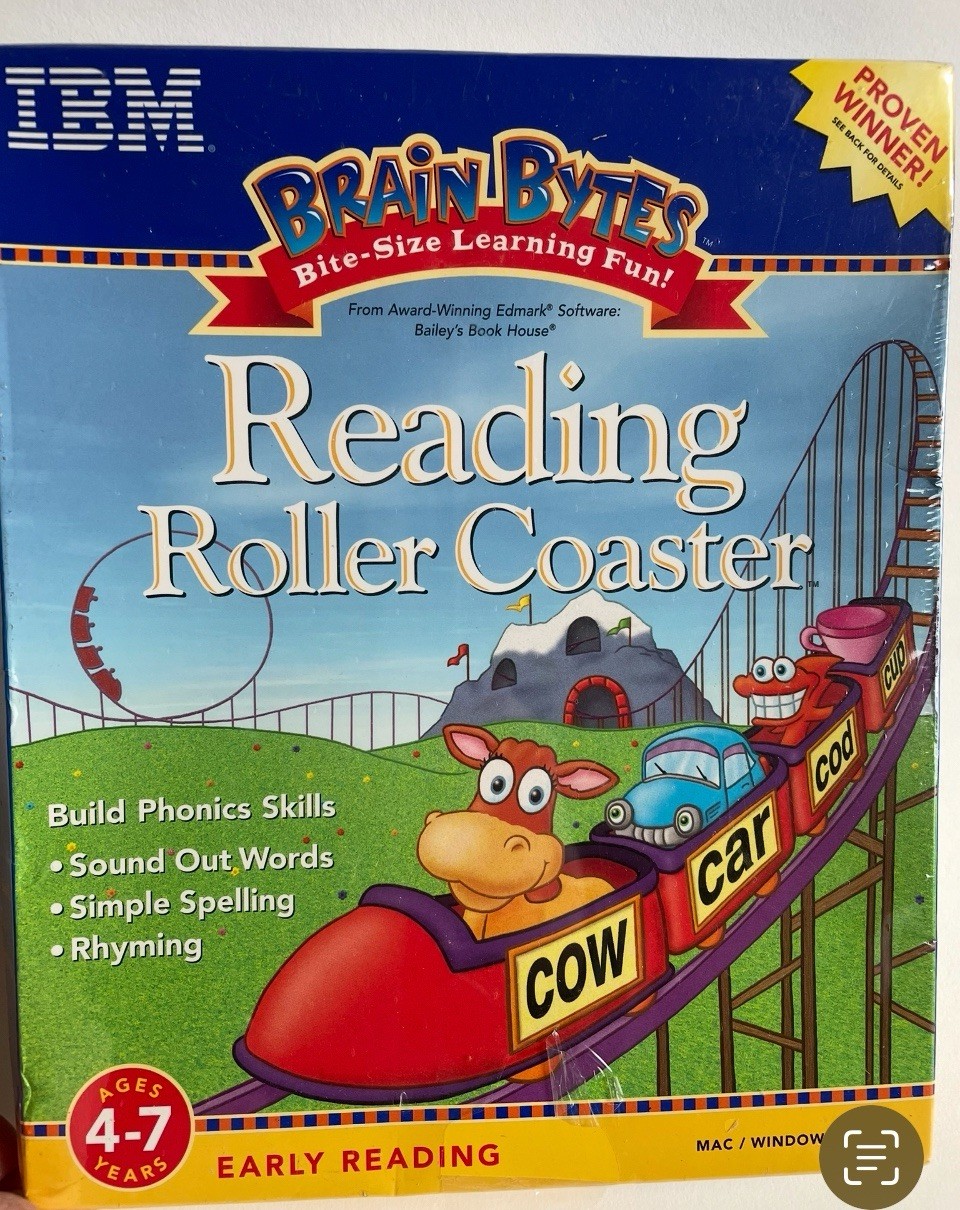 New IBM NEW Brain Bytes Reading Roller Coaster Mac/Windows 95 CD-ROM 1998