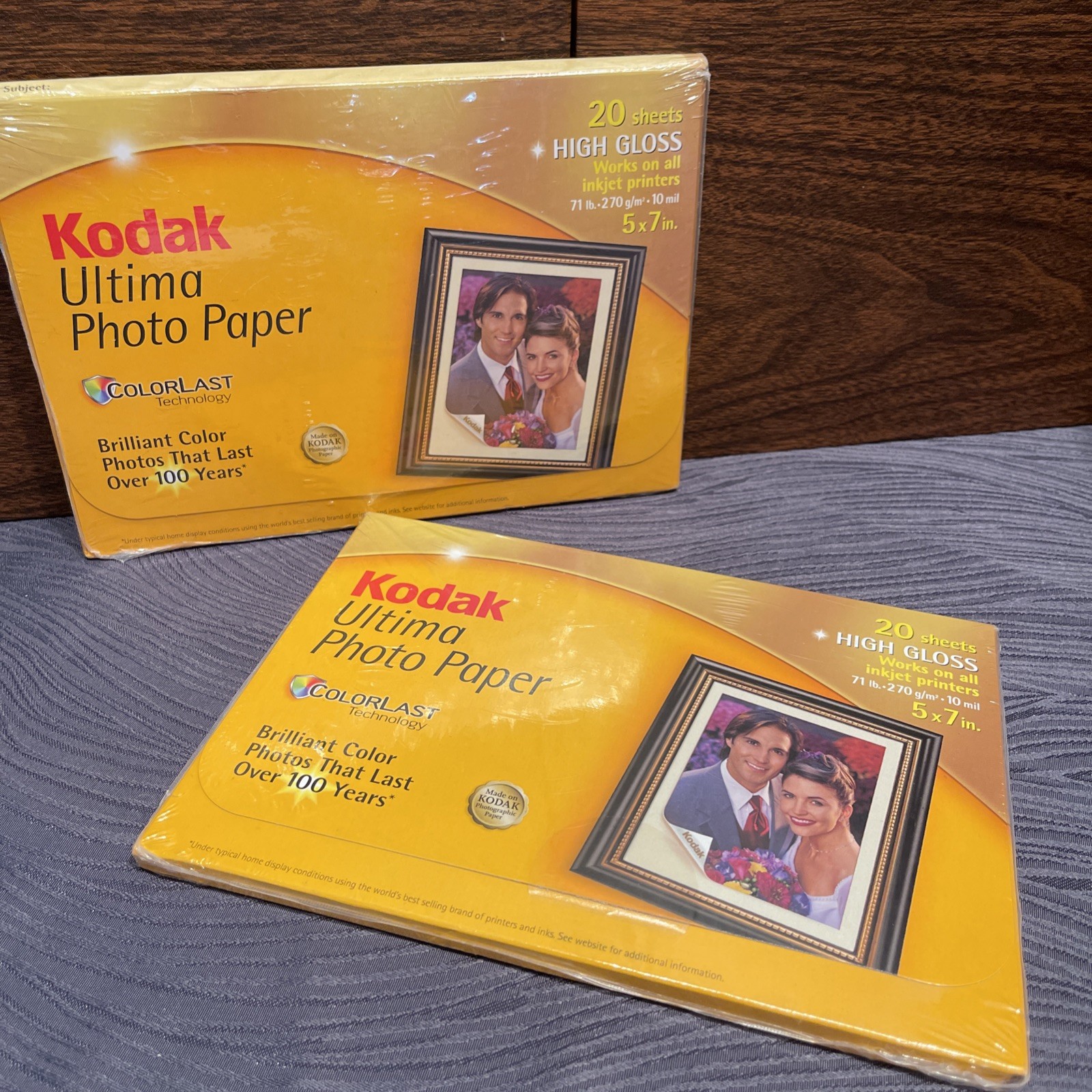 Set Of 2 KODAK ULTIMA 5 X 7 PHOTO PAPER for Inkjet Prints, 20 Sheets High Gloss