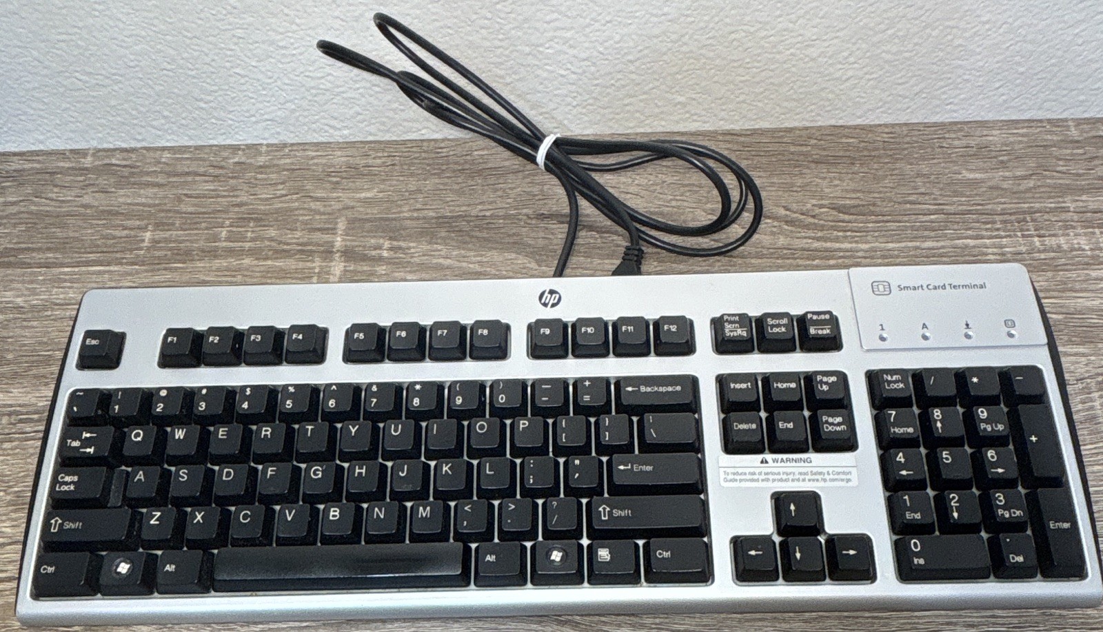 HP KUS0133 USB Wired Keyboard Smart Card Reader Enhanced Keys, Tested & Works
