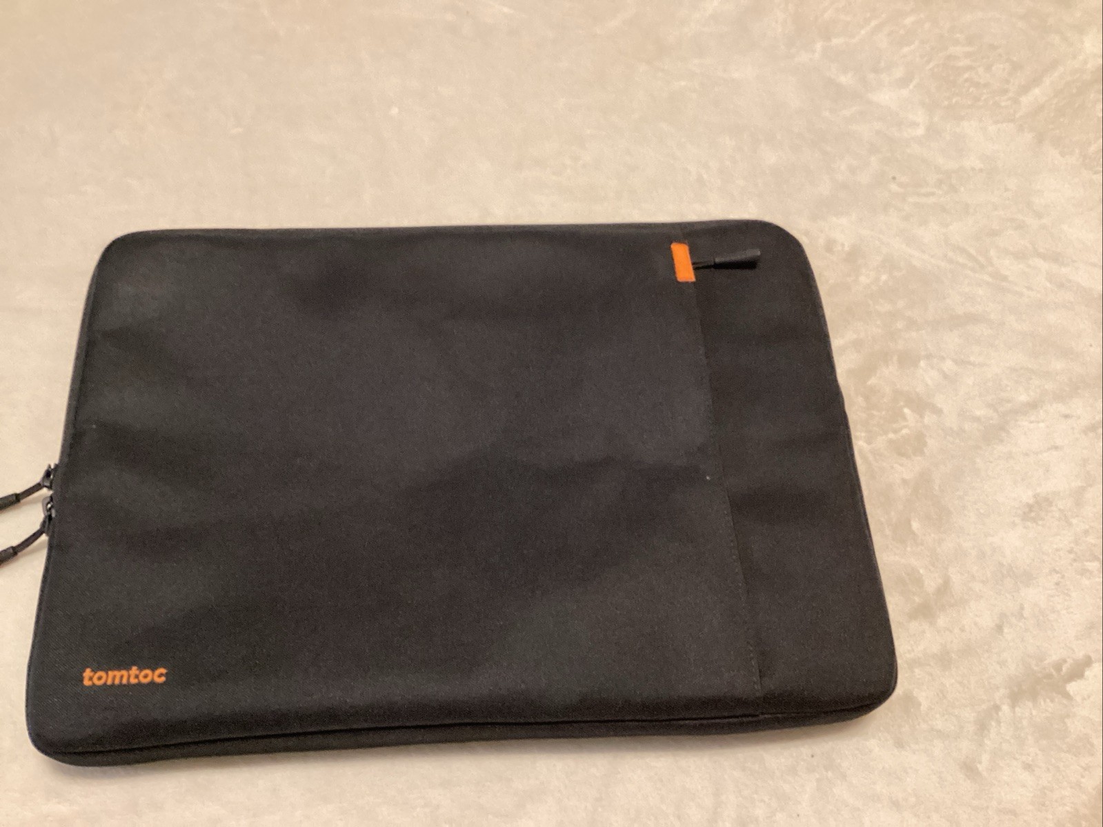 tomtoc 360° protective laptop sleeve with an orange zipper / Black Color