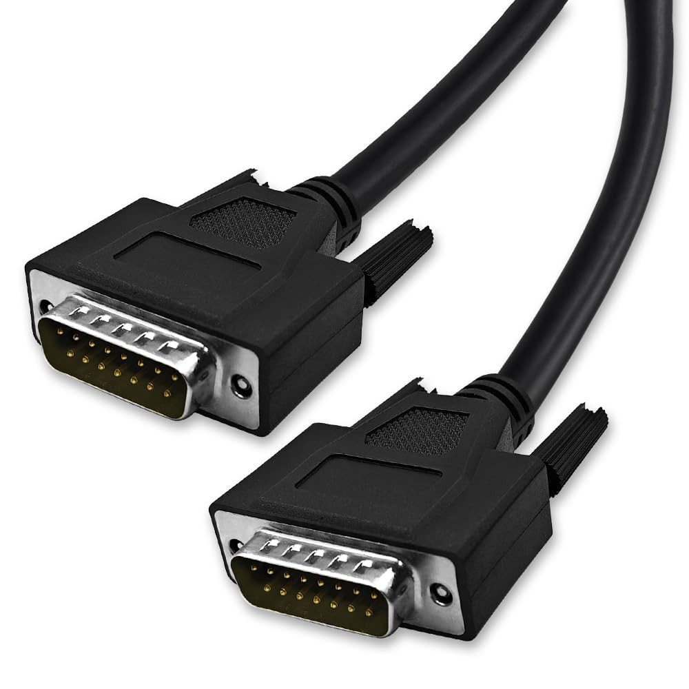 5ft DB15 15 Pin Male to Male Serial Cable Double Shielded Black