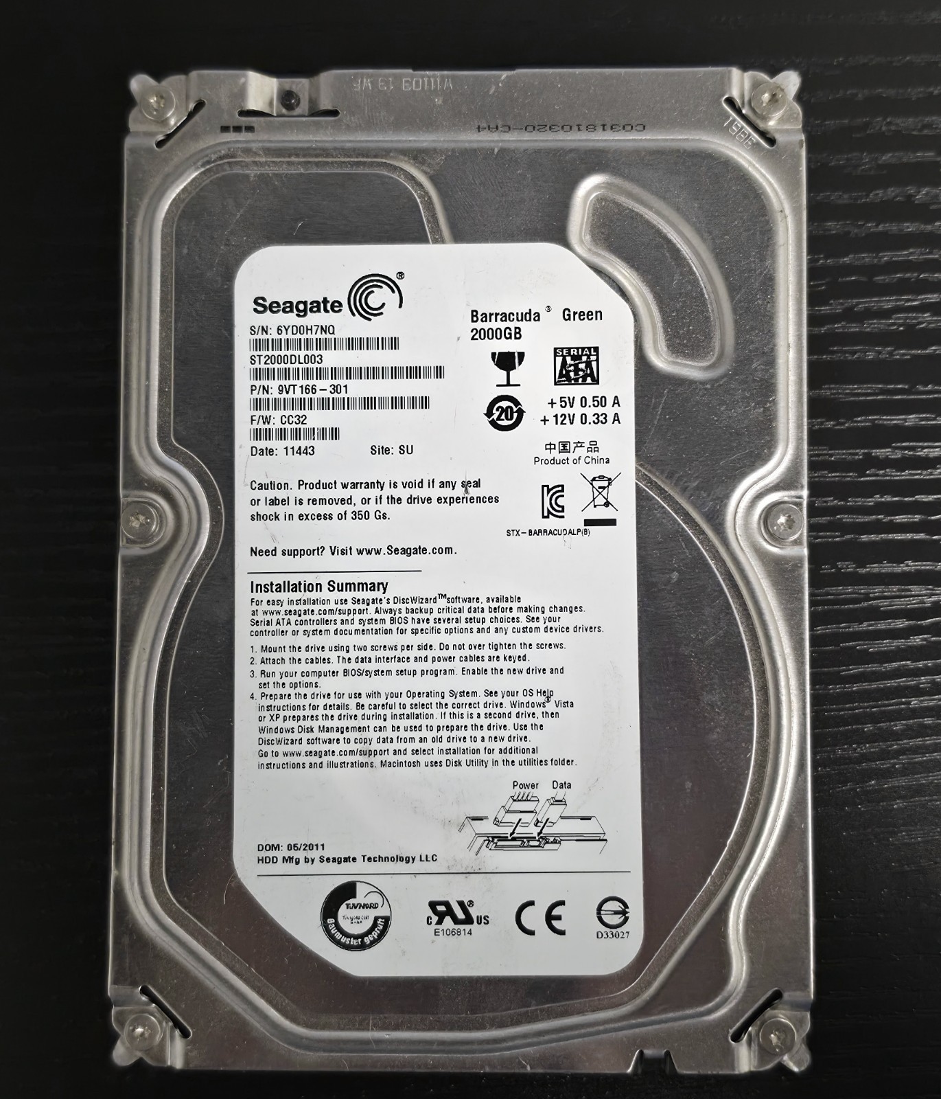 Seagate Barracuda Green 2TB Hard Drive ST2000DL003