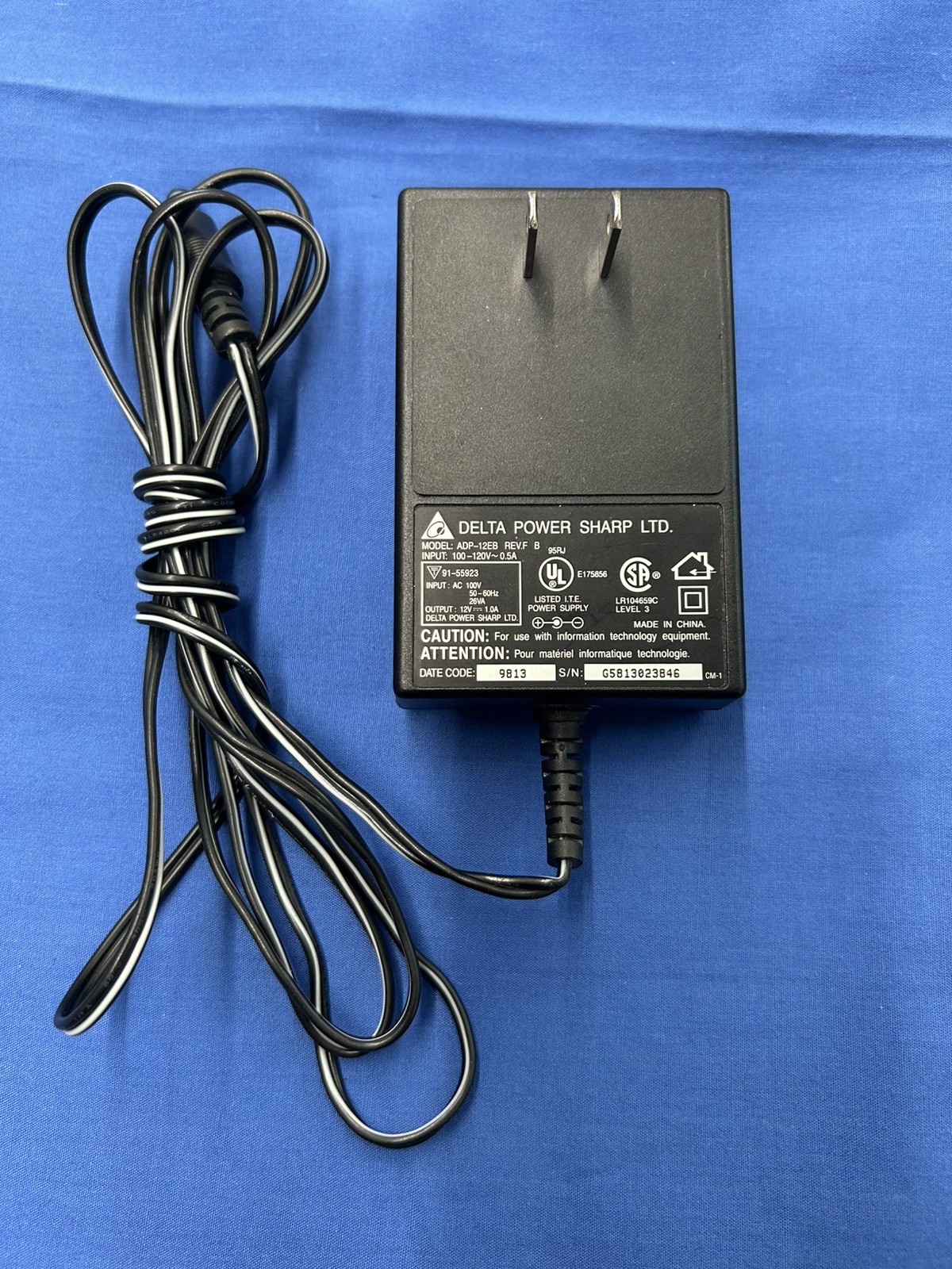 Delta ADP-12EB AC Adapter Power Suppy 12 Volt 1.0 A Positive Center (+) Plug