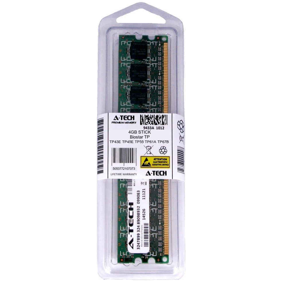 4GB DIMM Biostar TP43E TP45E TP55 TP61A TP67B TP67B+ TP67XE TP75 Ram Memory
