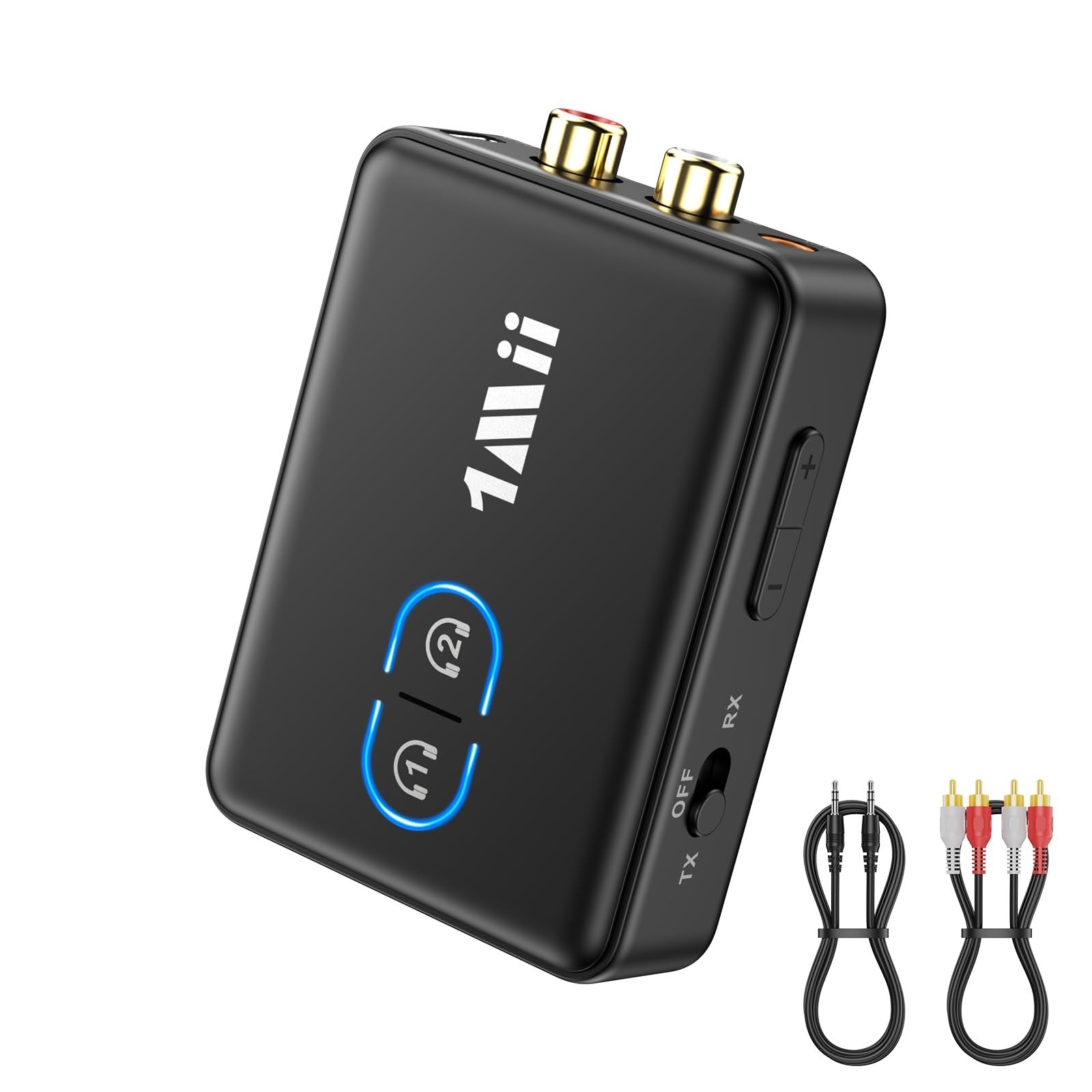 1Mii RCA Bluetooth Transmitter Receiver TX RX AUX Dual Headphone Adapter