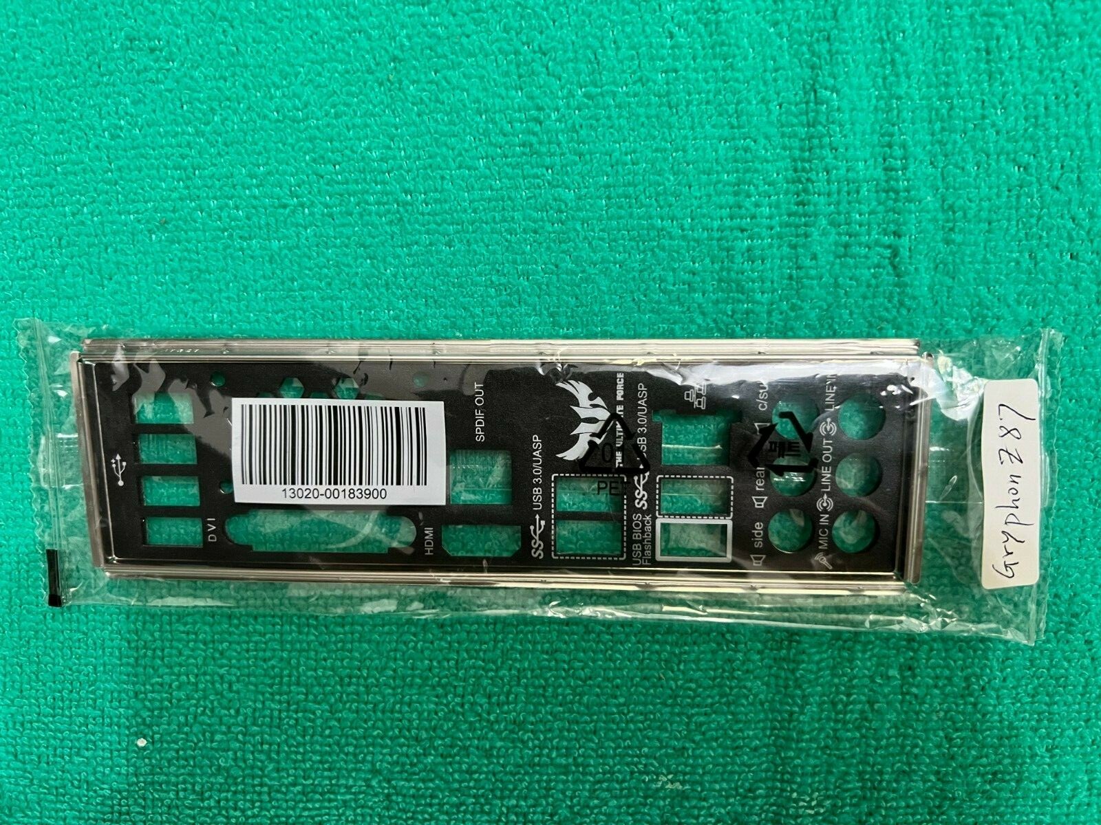 NEW ASUS GRYPHON Z87 IO SHIELD BACK PLATE ( INSULATED ) , ORIGINAL