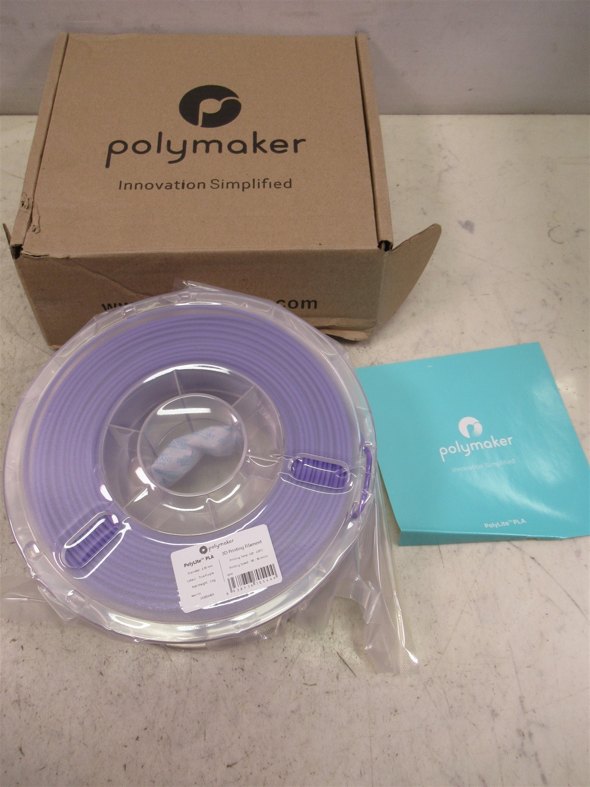 Polymaker PolyLite PLA 3D Printing Filament 2.85mm 1kg True Purple New