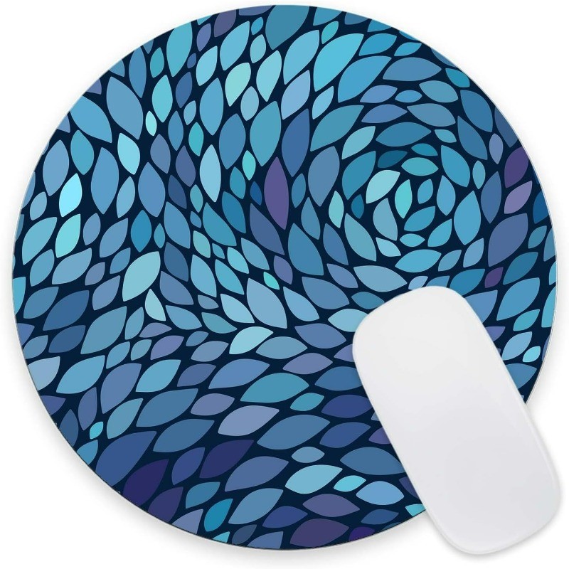 Ombre Blue Mouse Pad: Abstract Leaf Desk Mat for Aesthetic Office & Decoration