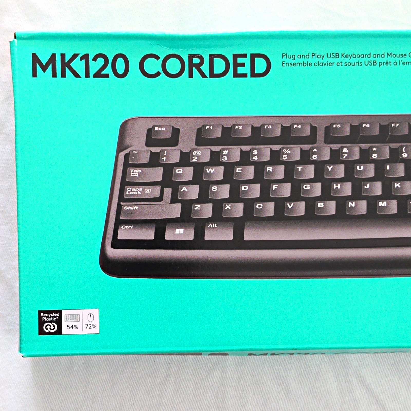 Logitech MK120 Wired USB Keyboard Mouse Combo Plug & Play Spill Resistant Black