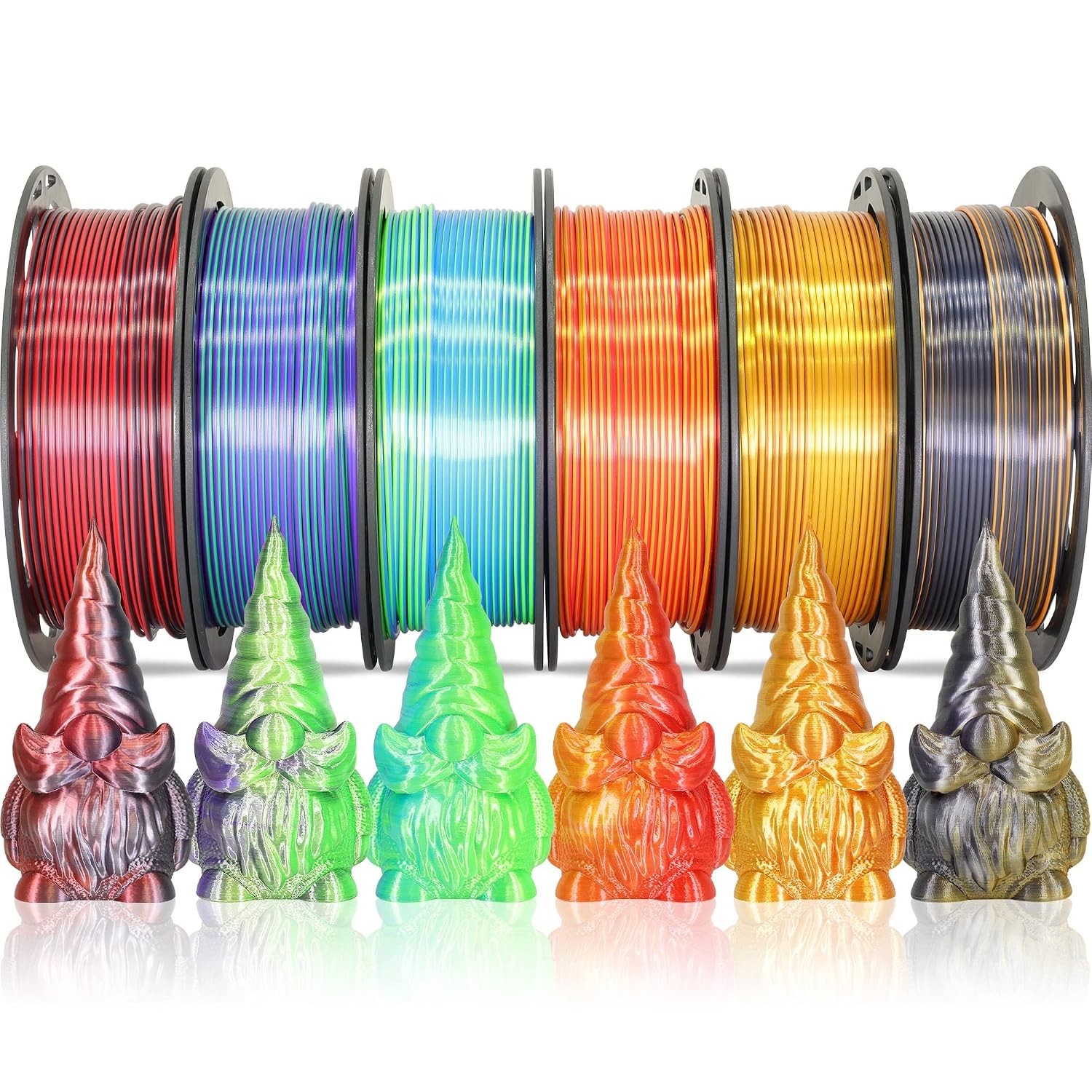 MIKA3D 6 Spools Bicolor Dual Color 1.75mm 3D Printer Filament Bundle, 3D Printin