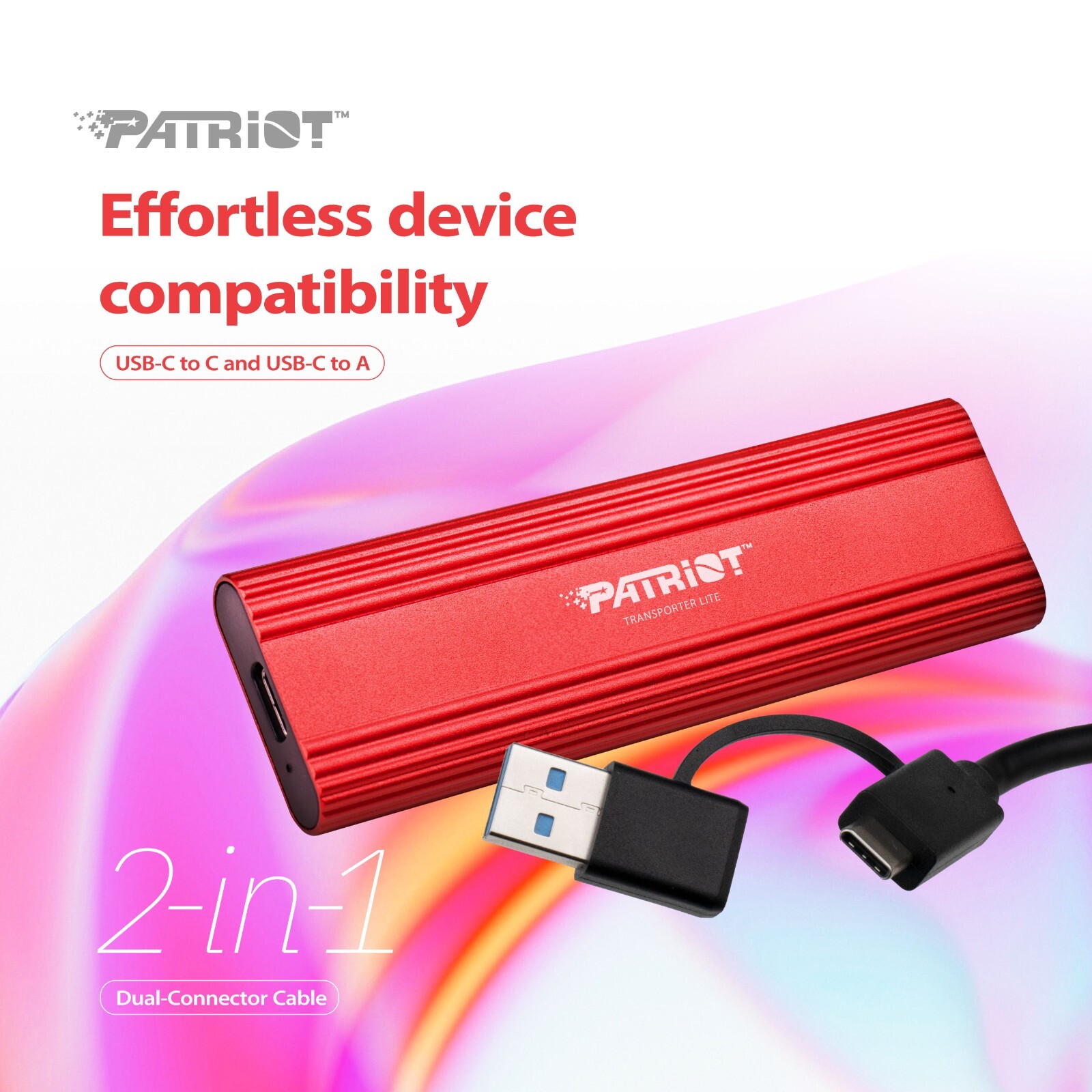 Patriot TLite 2TB External Portable SSD USB 3.2 Type-C OTG Mobile/PC/Laptop/MAC