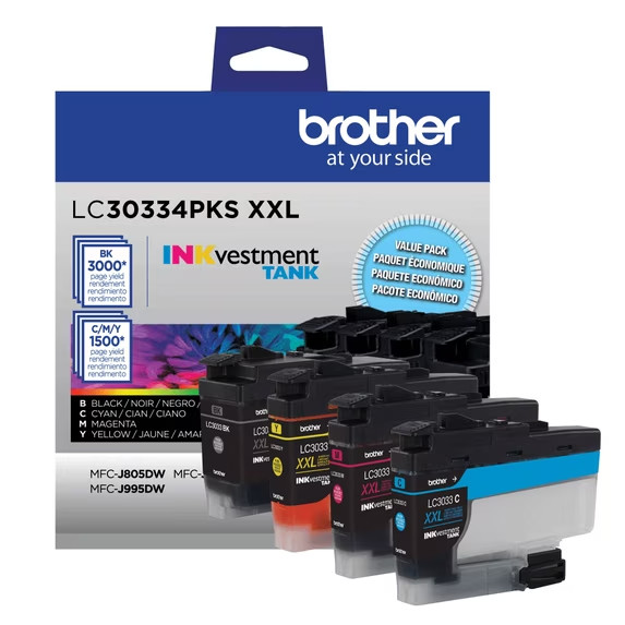 Brother LC30334PKS XXL High Yield Ink Cartridge Pack Genuine OEM