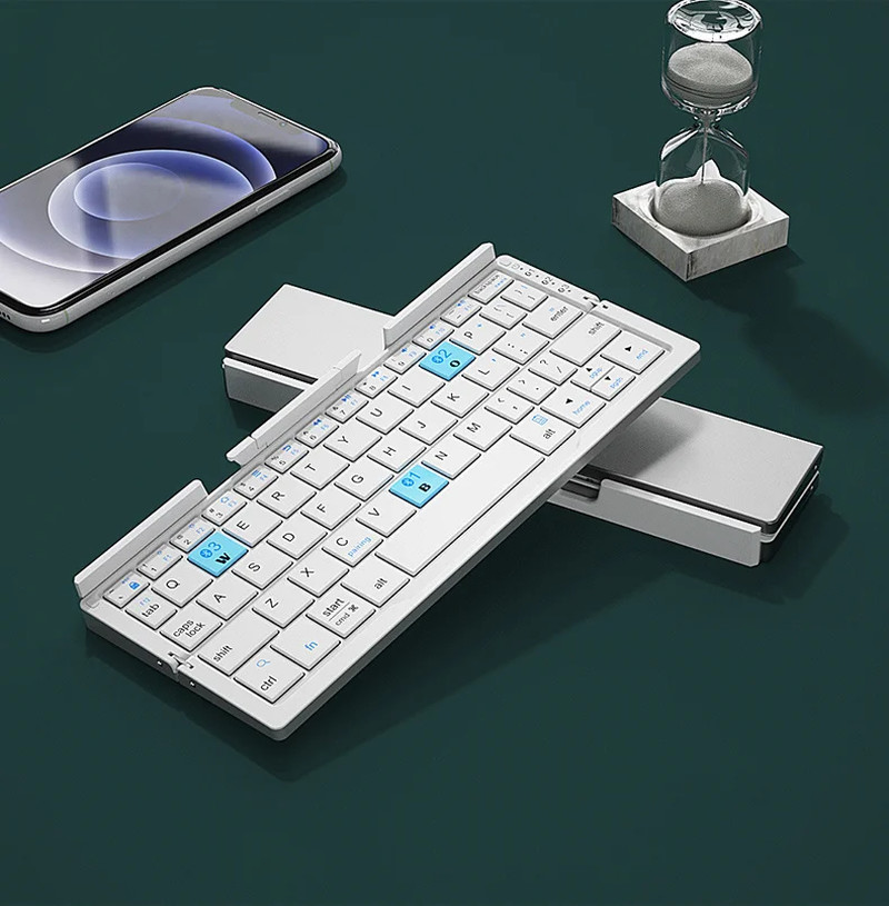 Jomaa Foldable Bluetooth Keyboard Rechargeable Keyboard Mini Folding Wireless Ke