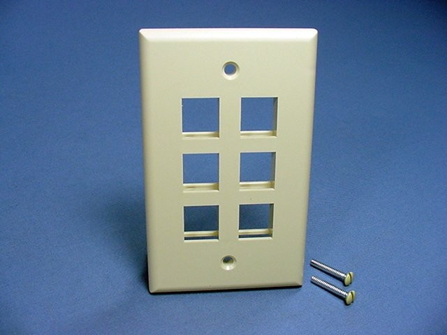 Leviton 41080-6IP Ivory QuickPort 6-Port Box Mount Plastic Wallplate